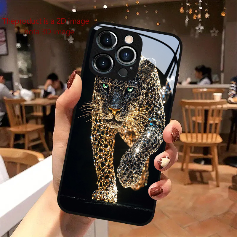 Tempered Glass Screen - PROTECT Diamond-set Gold Cheetah for iPhone